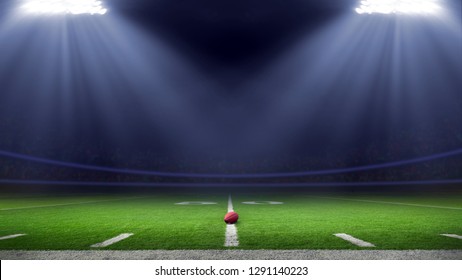 American Football Stadium Low Angle Field View