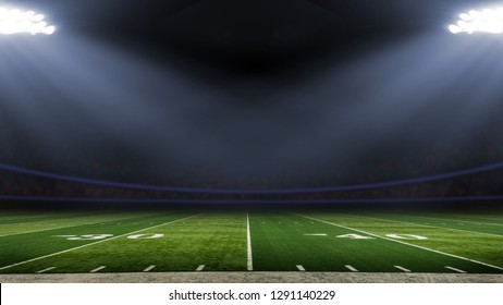 American Football Stadium Low Angle Field View