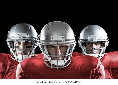 American Football Team Against Black Background