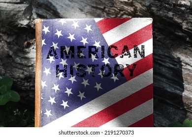 American History Book. Book Cover In The Colors Of The American Flag.