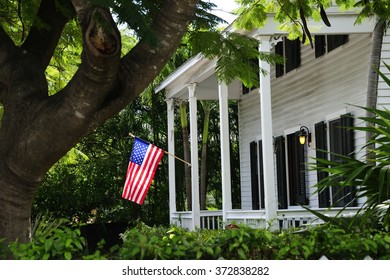 American Home With Flag