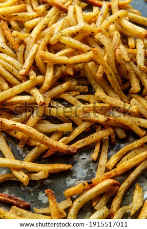 American home-made shoestring French fried potatoes background