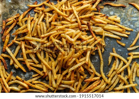 American home-made shoestring French fried potatoes background