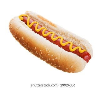 American Hot Dog On A White Background