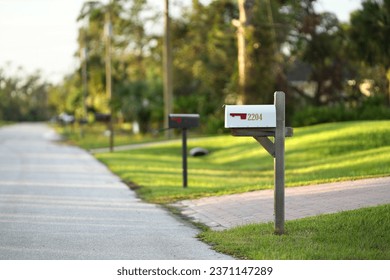 American mailbox at Florida home front yard on suburban street side