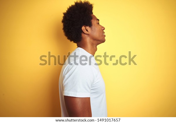 American Man Afro Hair Wearing White Stock Photo Edit Now 1491017657