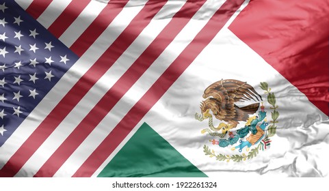 American And Mexican Flag. USA And Mexico Flag