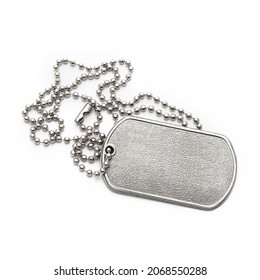 American Military Dog Tags. Badge With The Name Of A Soldier 
