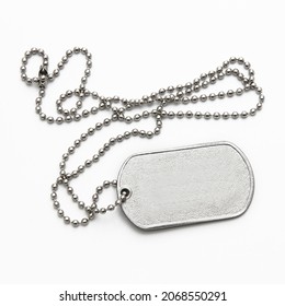 American Military Dog Tags. Badge With The Name Of A Soldier 
