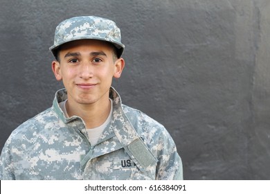 American Military Serviceman With Copy Space - Stock Image