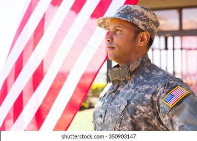 American Military Serviceman Looking Away