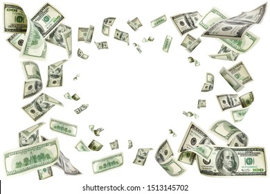 American money. Money falling. Dollar sign. Cash background, us bill. 