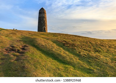 American Monument On Island Islay, Soctland, At Sunset