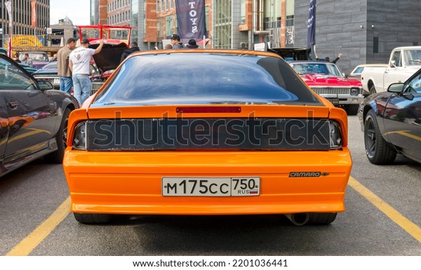 American\
muscle car Chevrolet Camaro third generation 80s on Original Meet\
Show. Russia, St. Petersburg, September 10,\
2022