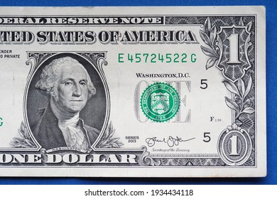 American one dollar close up, portrait of the late US President of the late George Washington. 