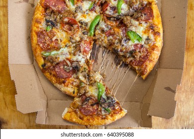 American Pizza With Meat And Vegetables
