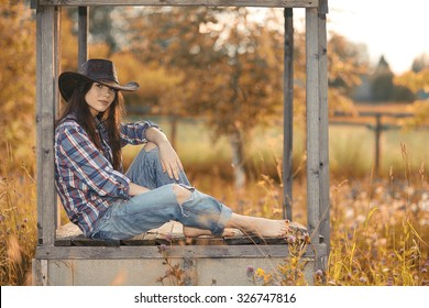 American Portrait Of A Young Woman Farmer Indian Summer