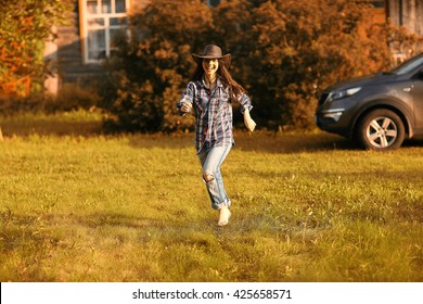 American Portrait Of A Young Woman Farmer Indian Summer