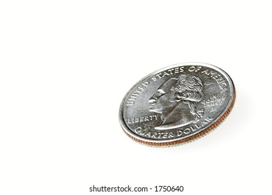 American Quarter Dollar Isolated On White