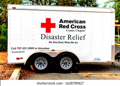 American Red Cross, Disaster Relief Text On The Side Of Trailer - San Jose, California, USA - 2019