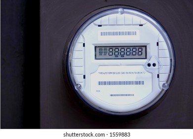 An American Round Digital Electricity Meter Showing All Eights.