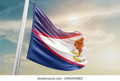 American Samoa national flag waving in the sky. - Powered by Shutterstock