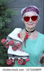 American senior roller girl with cool look
