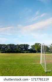 American Soccer, European Football, Feild With Net And Green Grass
