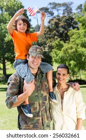 American Soldier Reunited With Family On A Sunny Day