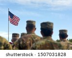 American Soldiers and Flag of USA. US Army. US troops