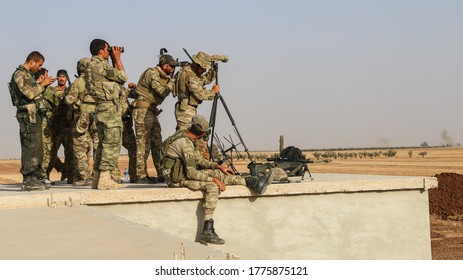 American Soldiers Watch ISIS Fighters Through The Scene, Accompanied By Turkish Army Soldiers.
Aleppo, Syria 15 September 2017