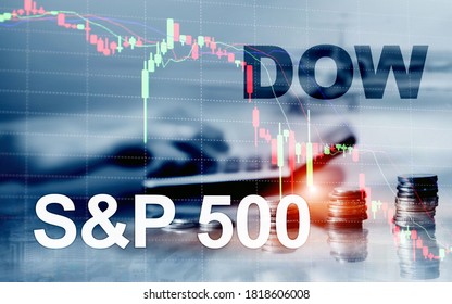 American stock market. Sp500 and Dow Jones. Financial Trading Business concept.