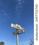 American street signs in Hanford, USA.