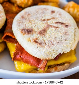 American Style Vegan Breakfast Sandwiches With Tater Tots