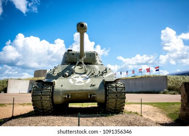 American Tank On Utah Beach, Normandy Invasion Landing Memorial. France.