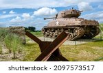 American tank in the Pointe du Hoc Fortification Area in Normandy, France