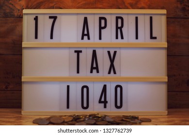 The American tax month reminder concept. USA tax dateline for federal income tax return is on 17 April. - Shutterstock ID 1327762739