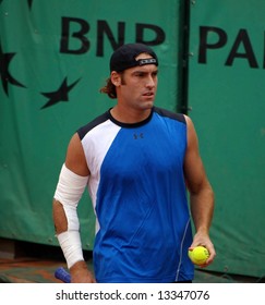 American Tennisman Robby Ginepri Playing At Roland Garros 2008 Open