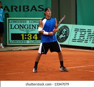 American Tennisman Robby Ginepri Playing At Roland Garros 2008 Open