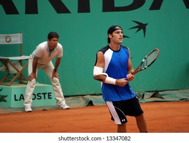 American Tennisman Robby Ginepri Playing At Roland Garros 2008 Open