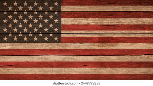 American us flag on weathered rustic wooden boards. Patriotic and country concept. Election and fourth of july and independence day theme. - Powered by Shutterstock