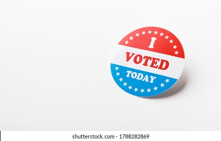 American Vote Sticker Isolated On White Background, Elections In US 2020, Panorama, Copy Space