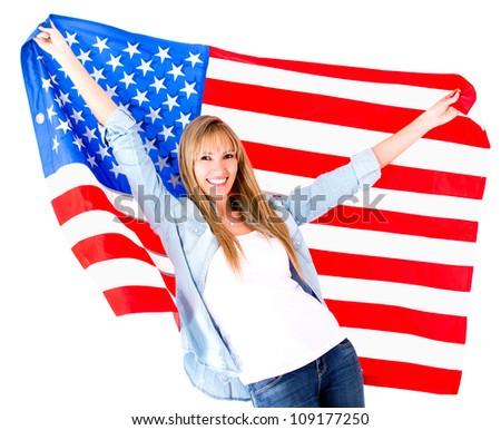 Similar – Image, Stock Photo Woman Holding American Flag