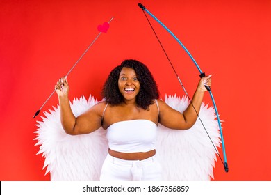 american woman matchmaker in red background valentine day