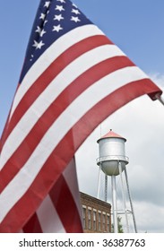 Americana - Flag & Small Town Water Tower