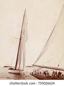 America's Cup Yacht Race In 1901. J. Pierpont Morgan Syndicate's COLUMBIA Was Challenged By Thomas Lipton's SHAMROCK II