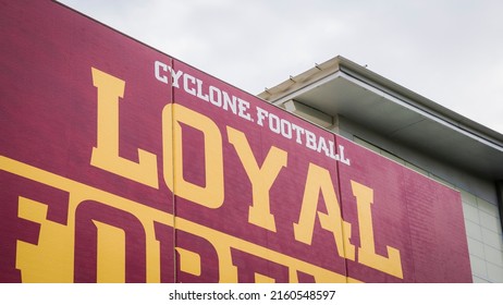 Ames, IA - May 22, 2022: "Cyclone Football" sign at Iowa State University Cyclones' college campus