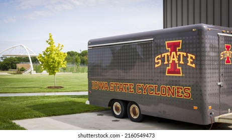 Ames, IA - May 22, 2022: Iowa State University logo on athletic trailer near sports' stadiums
