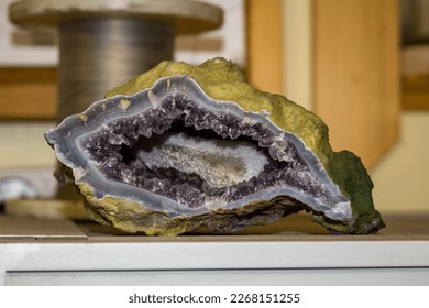 Amethyst geode in agate, collection specimen
