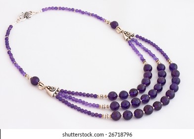 Amethyst Necklace Over White